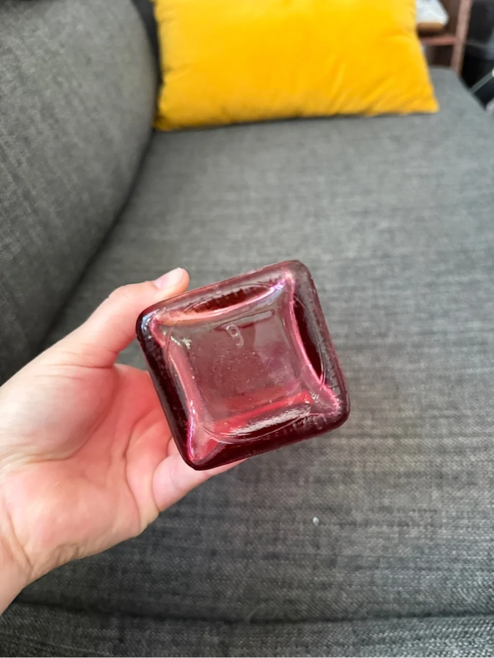 Decorative Pink/red Glass Bottle Vase - Home Dining Accent